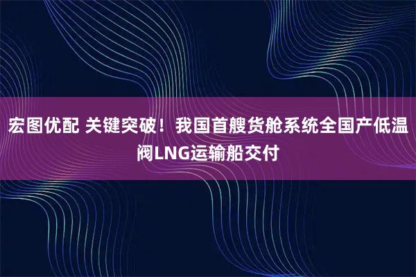 宏图优配 关键突破！我国首艘货舱系统全国产低温阀LNG运输船交付